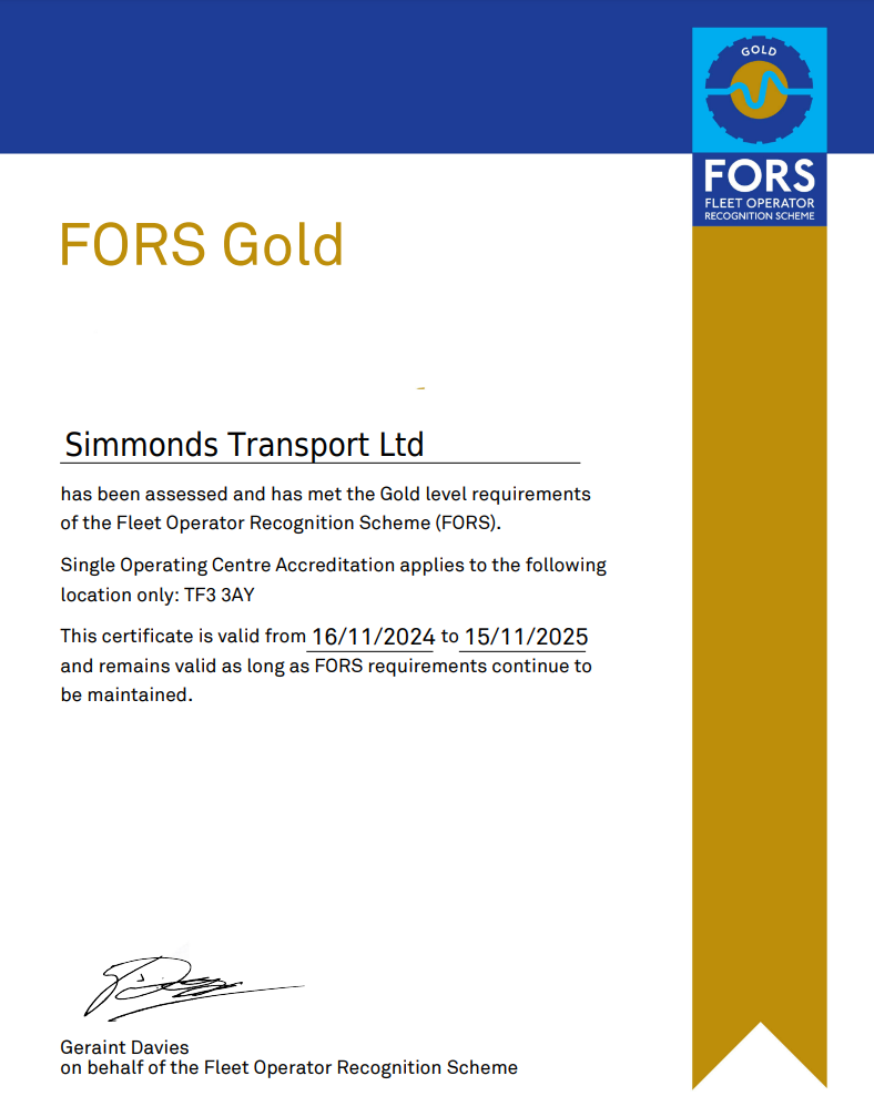 Simmonds transport Ltd, Driven by service.